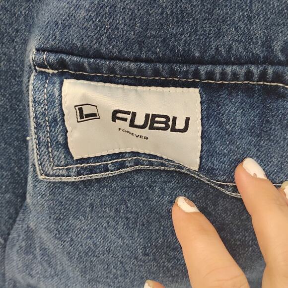 Fubu 05 x Forever 21 Baggy Jeans Sz S Wide Horseshoe Leg Grunge Raver Skater Y2K - Picture 5 of 11